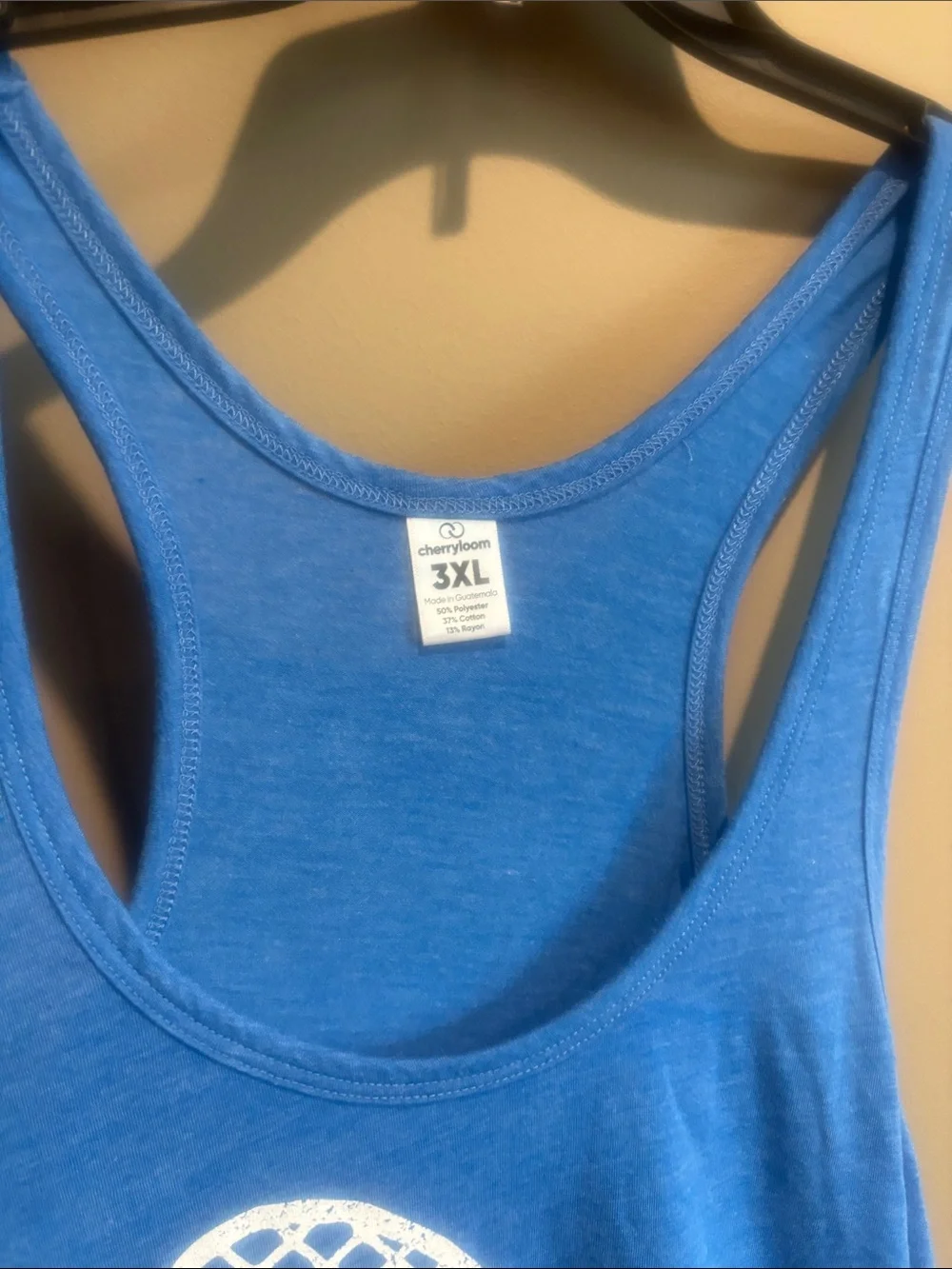 Blue Tennis Racket Razorback Graphic Tank Top - Picture 3 of 5